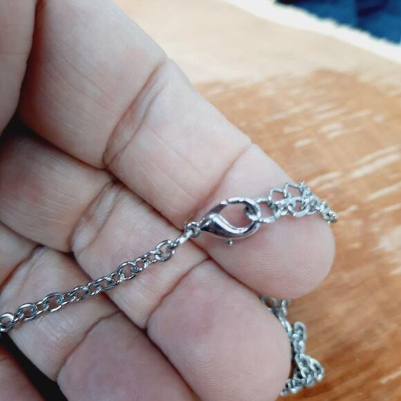 Pave Style Cross Necklace w/Rhinestones & Hearts - Picture 5 of 5